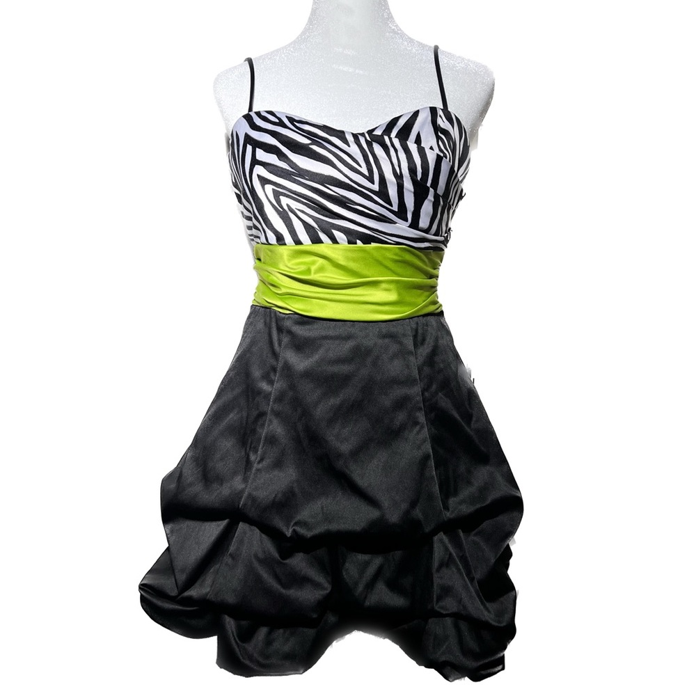 Zebra Ruched Prom Dress Sz. 7
